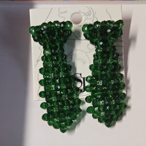 Sassy Jonea Malia Glass Necktie Dangles (Dark Green)